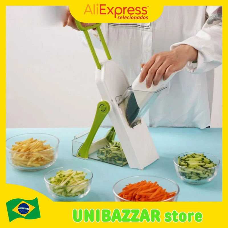 Cortador multifuncional com 5 funções: Ideal para Cortar Batatas, Legumes e Verduras com Alta Qualidade e Eficiência